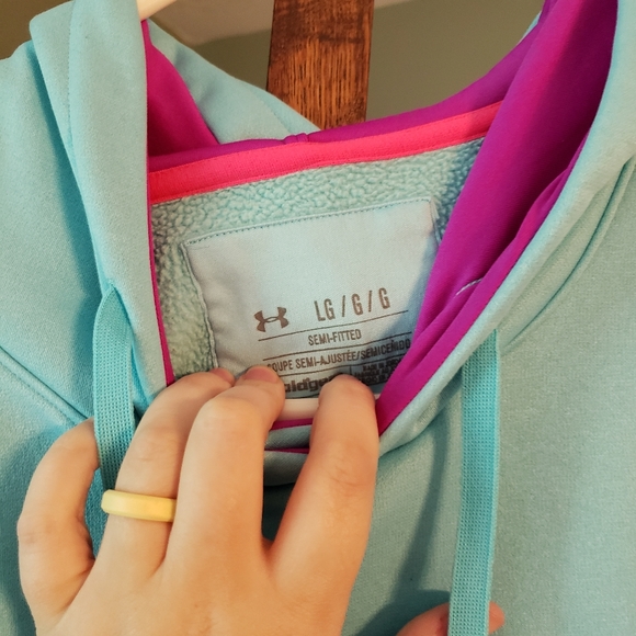 Large Light Blue Under Armour Hoodie - Picture 2 of 4